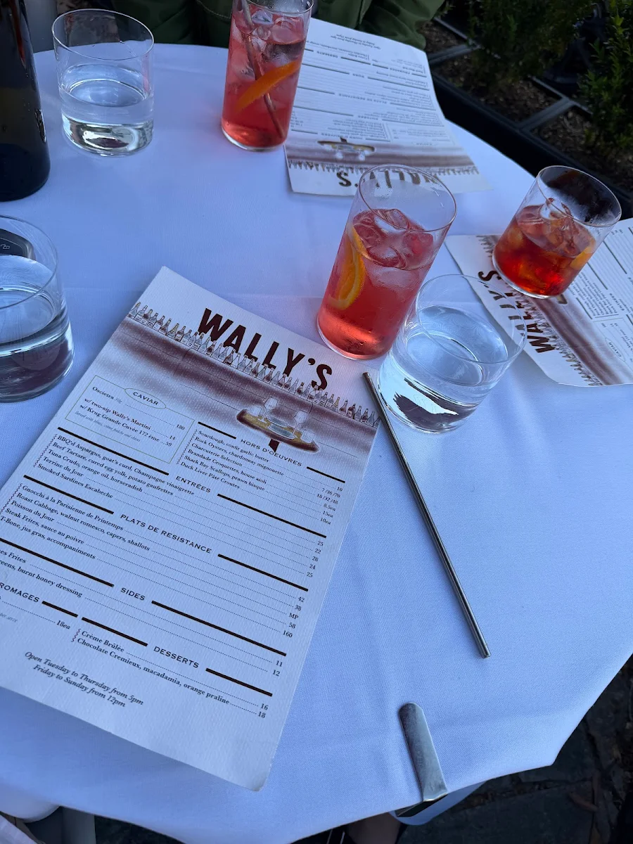 Menu, Wally's Albert Park