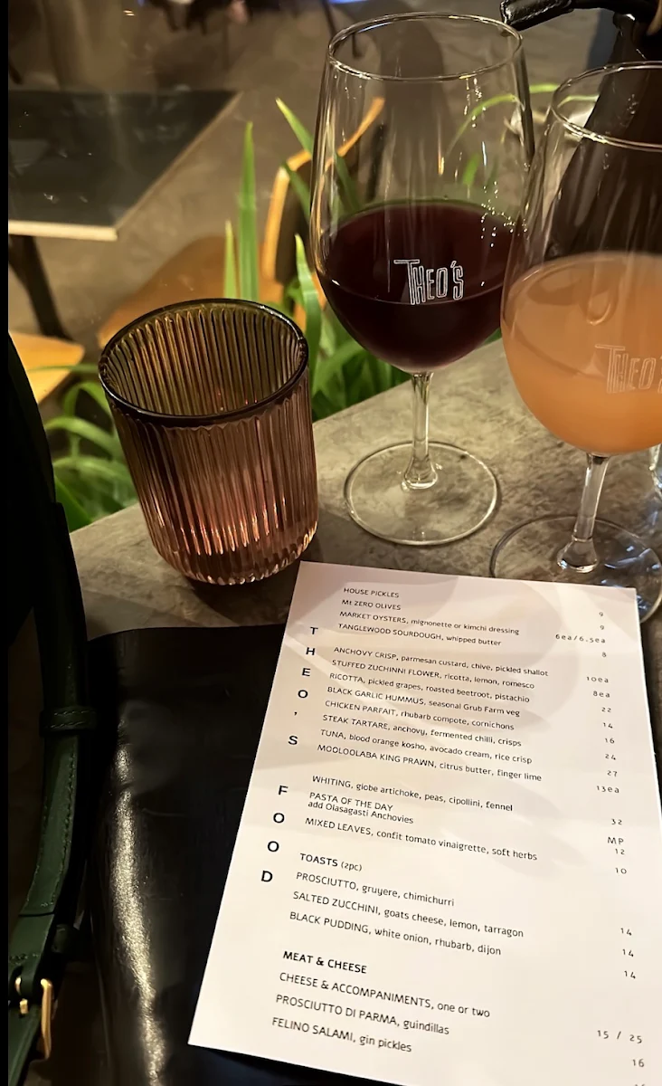 Menu, Theo's Social Club