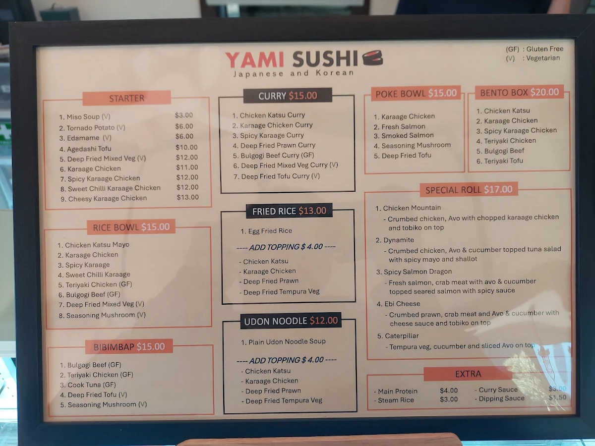 Menu, Yami Sushi