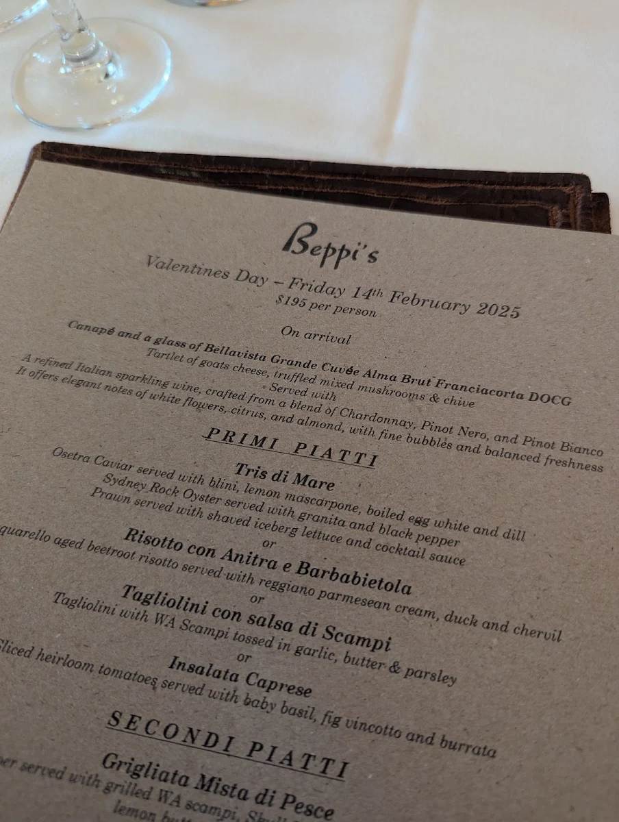 Menu, Beppi's Italian
