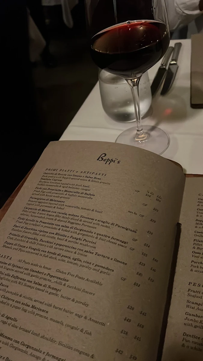 Menu, Beppi's Italian