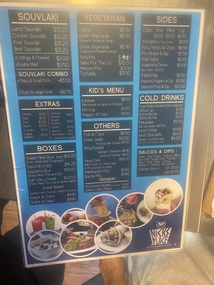 Menu, Nick's Place Cockburn