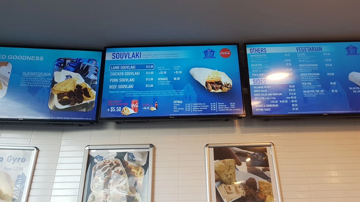 Menu, Nick's Place Cockburn