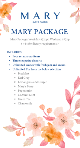 Menu, Mary Eats Cake - Montrose