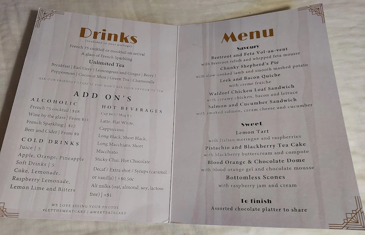 Menu, Mary Eats Cake - Montrose