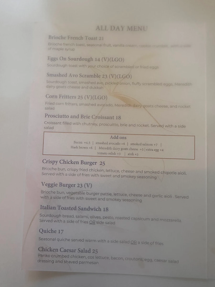 Menu, Mary Eats Cake - Montrose