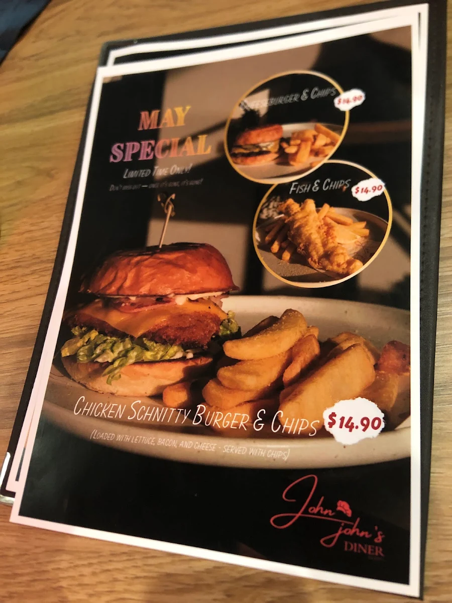 Menu, John John's Diner