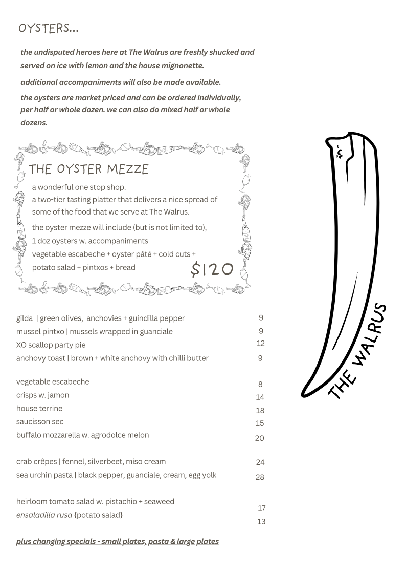 Menu, The Walrus