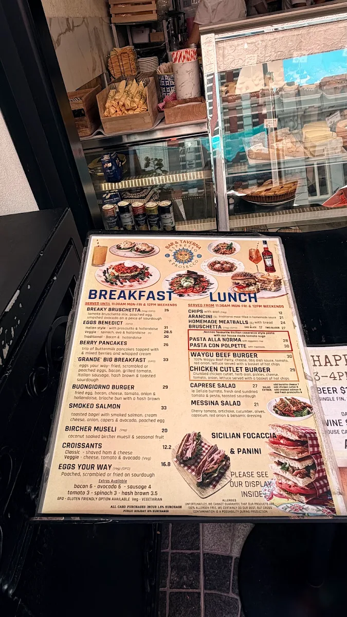 Menu, Espresso & Prosecco