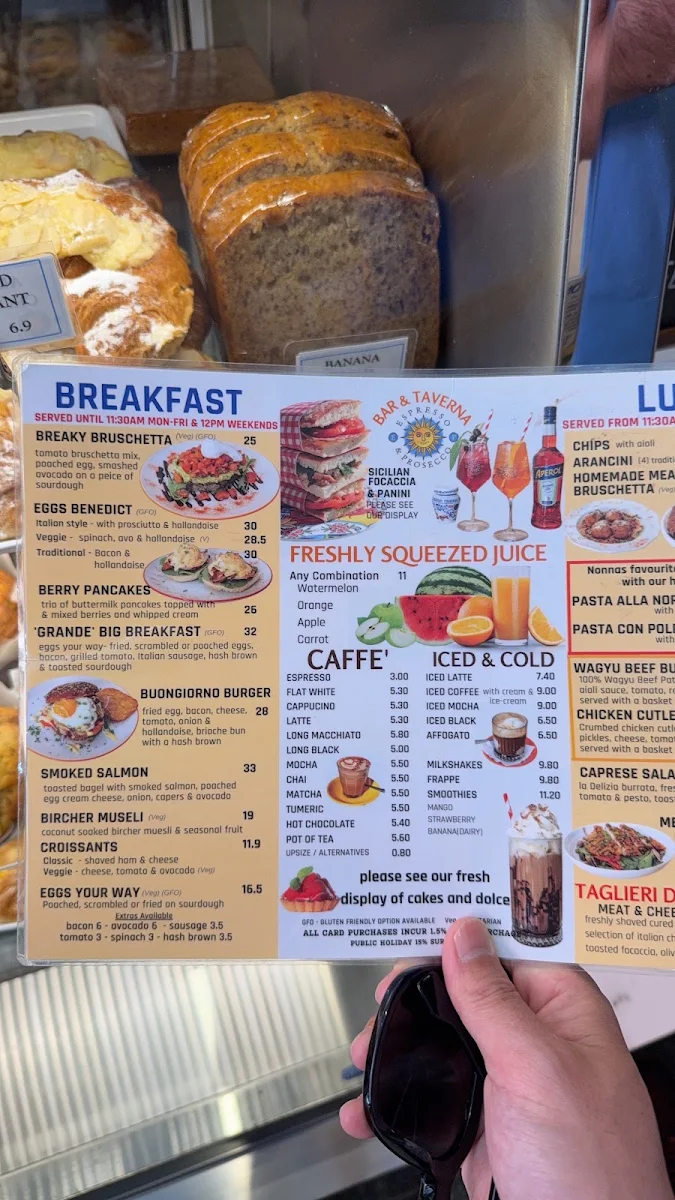 Menu, Espresso & Prosecco