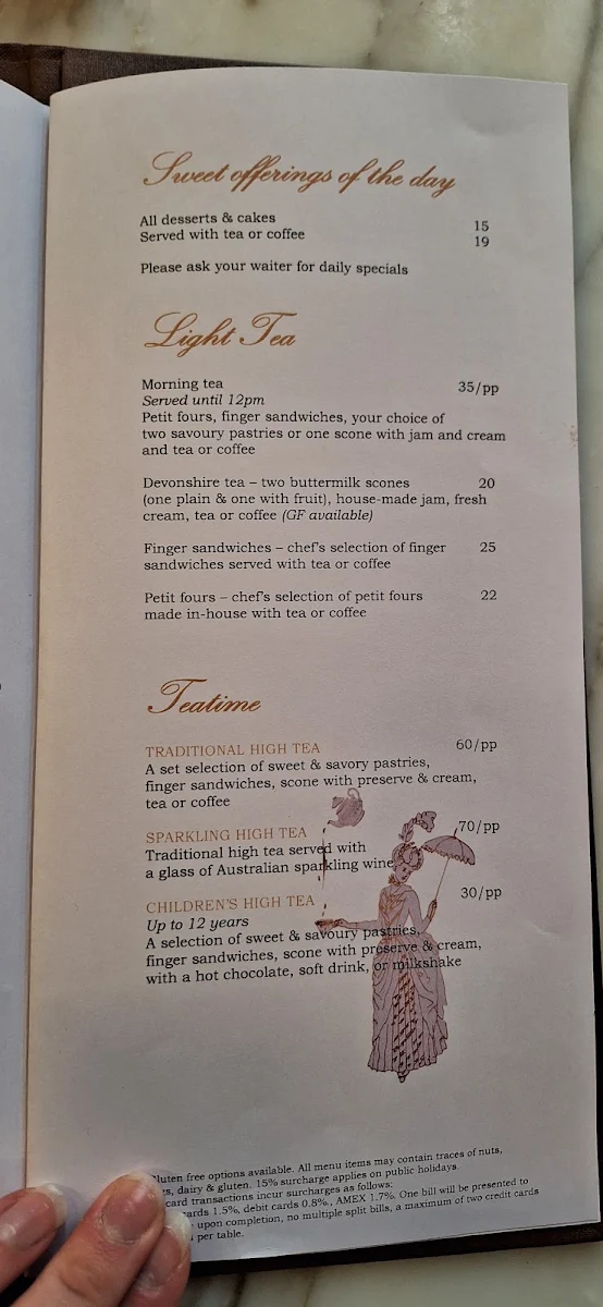 Menu, The Palace Tea Room