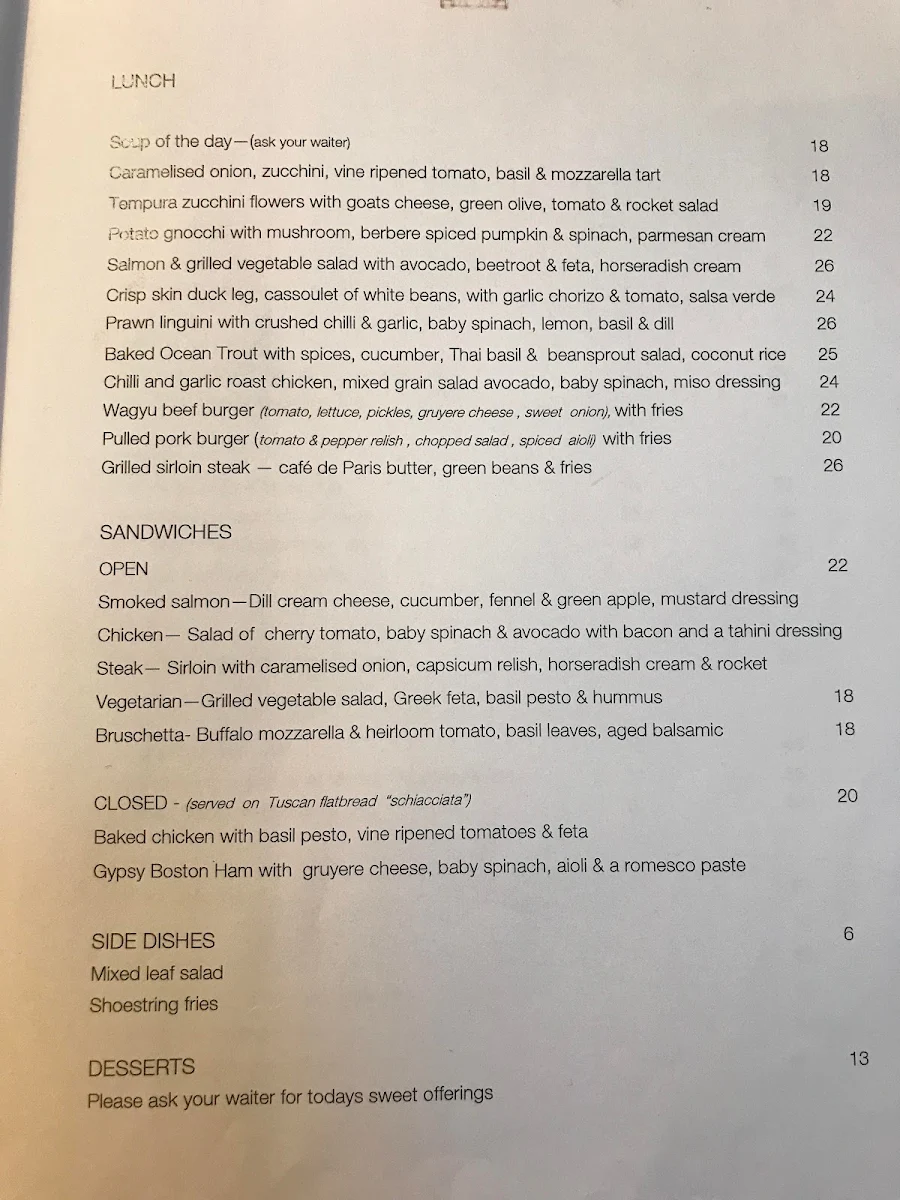 Menu, The Palace Tea Room