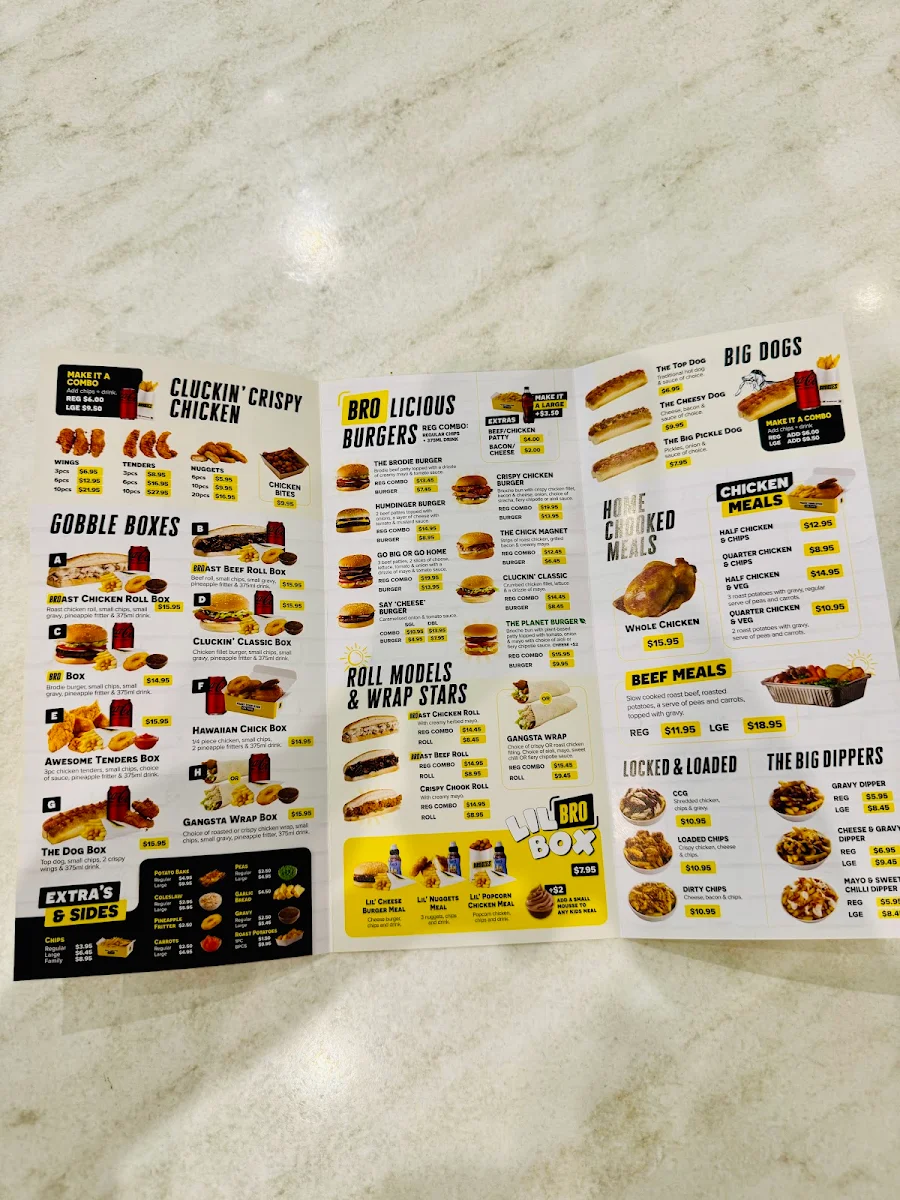 Menu, Brodies Chicken & Burgers Cornubia