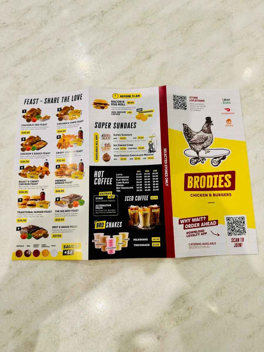 Menu, Brodies Chicken & Burgers Cornubia