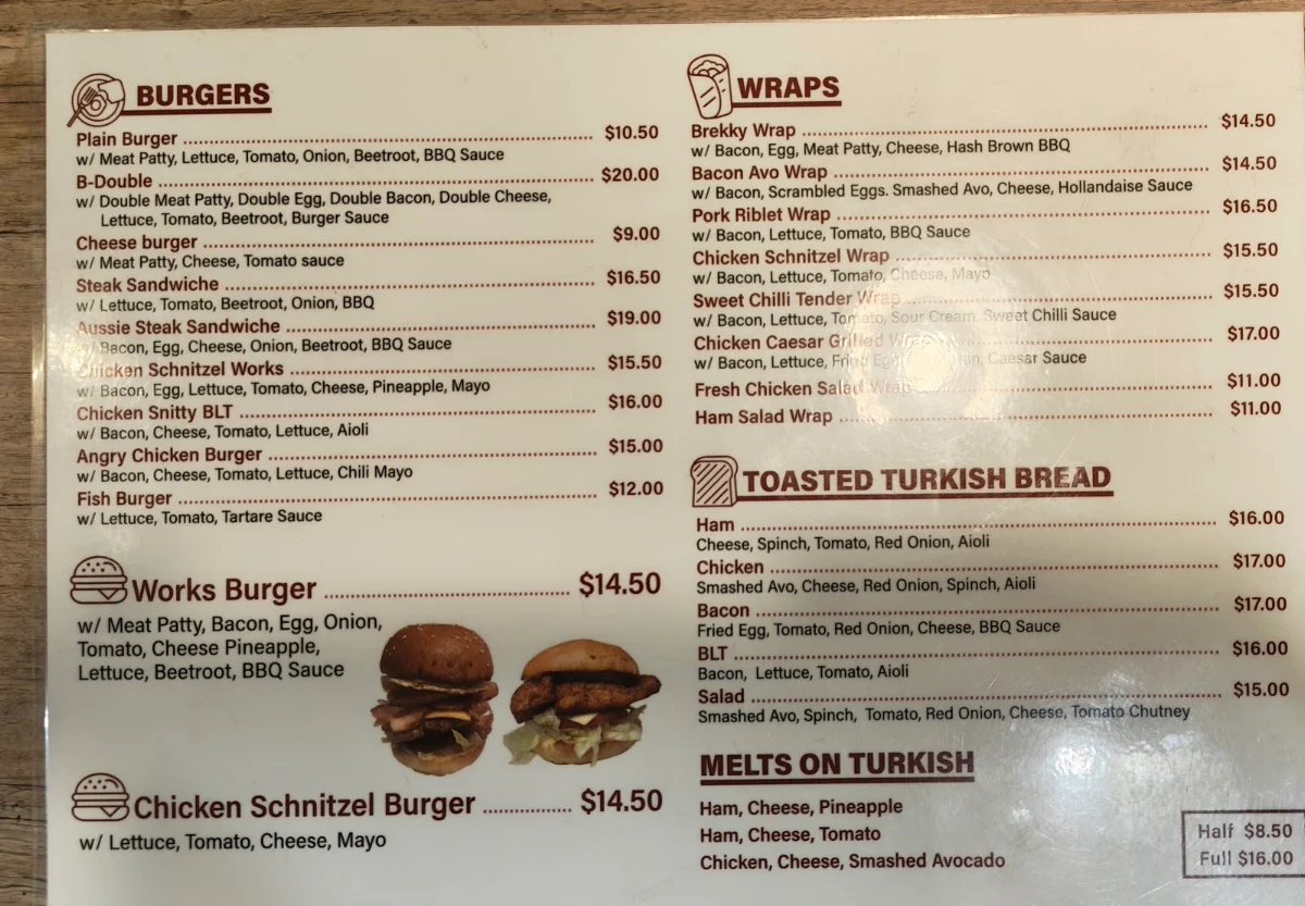 Menu, Mag’s Cafe n Takeaway