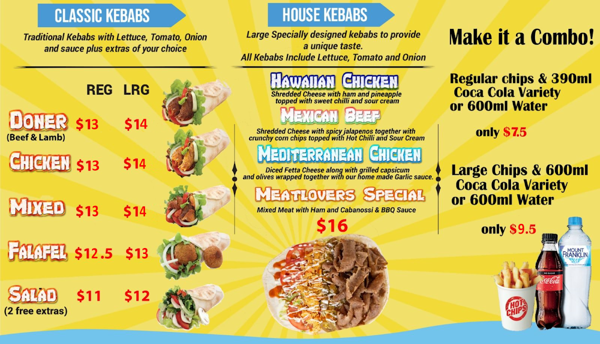Menu, Late Night Kebab House