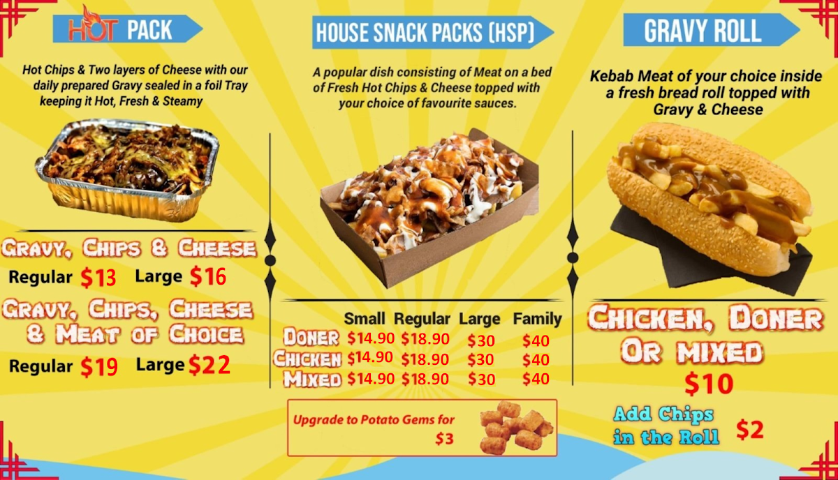 Menu, Late Night Kebab House