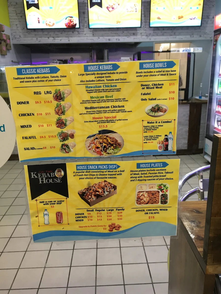 Menu, Late Night Kebab House