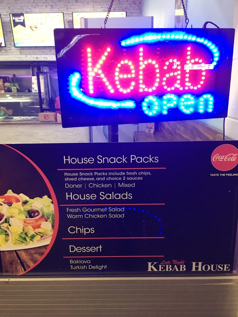 Menu, Late Night Kebab House