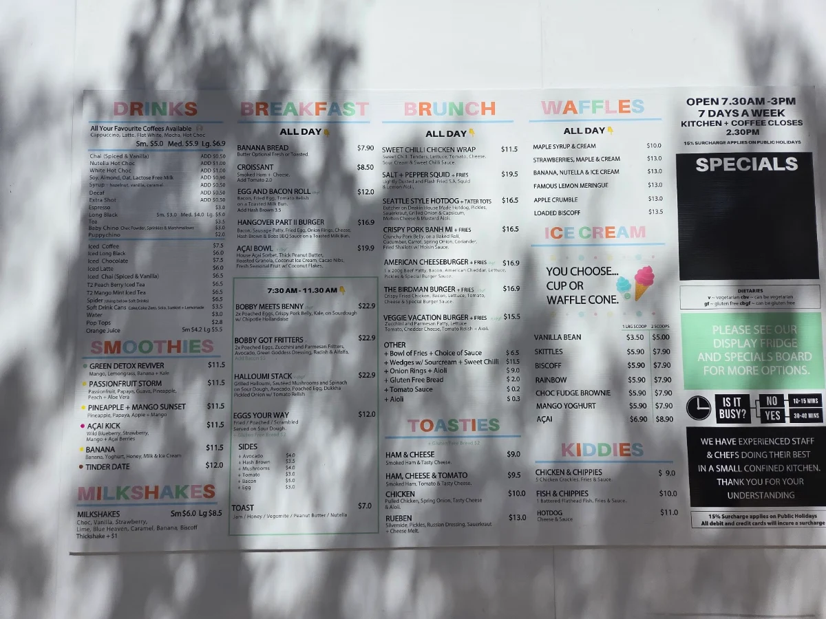 Menu, Bobby + Me