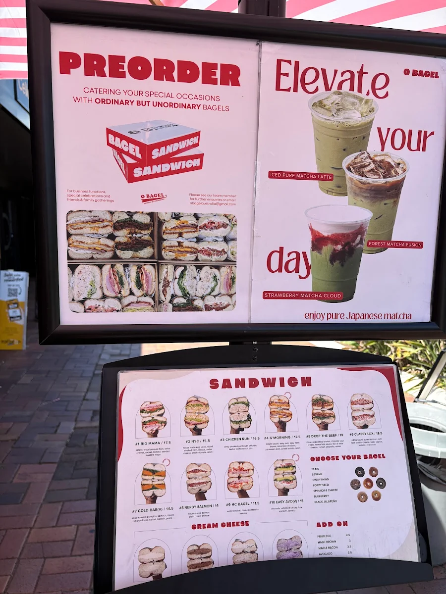 Menu, O Bagel Broadbeach