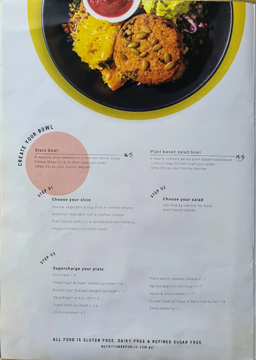 Menu, Nutrition Republic Goodwood