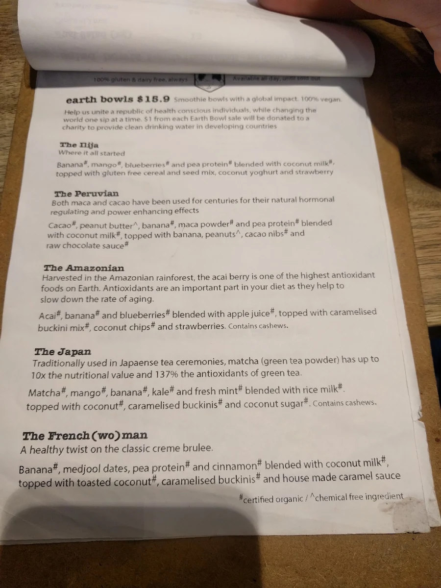 Menu, Nutrition Republic Goodwood