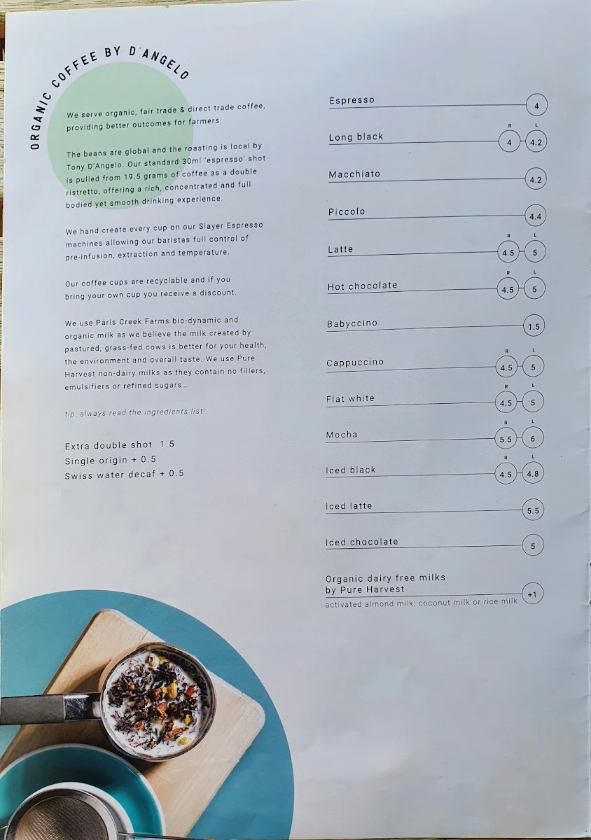 Menu, Nutrition Republic Goodwood