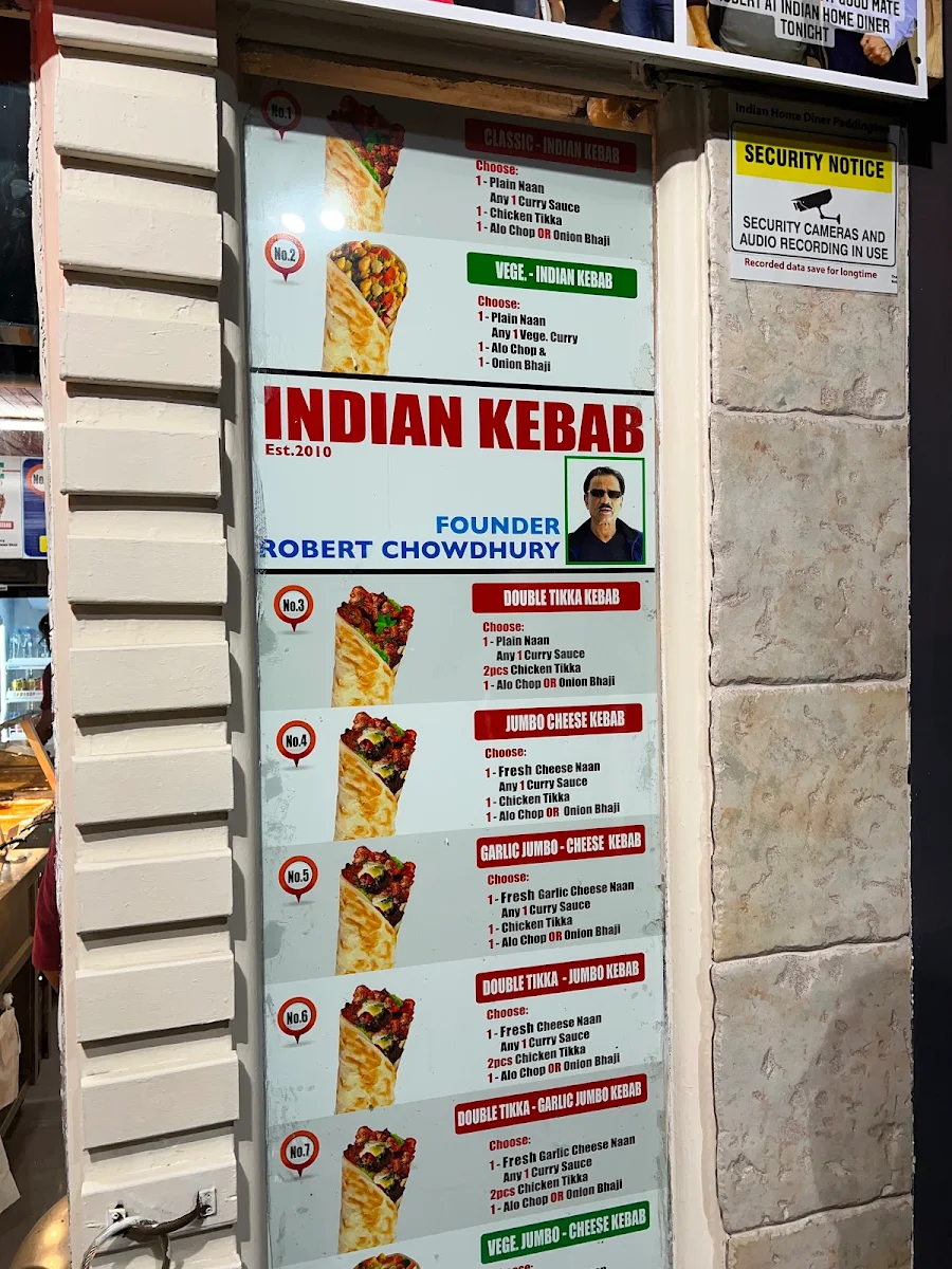 Menu, Indian Home Diner