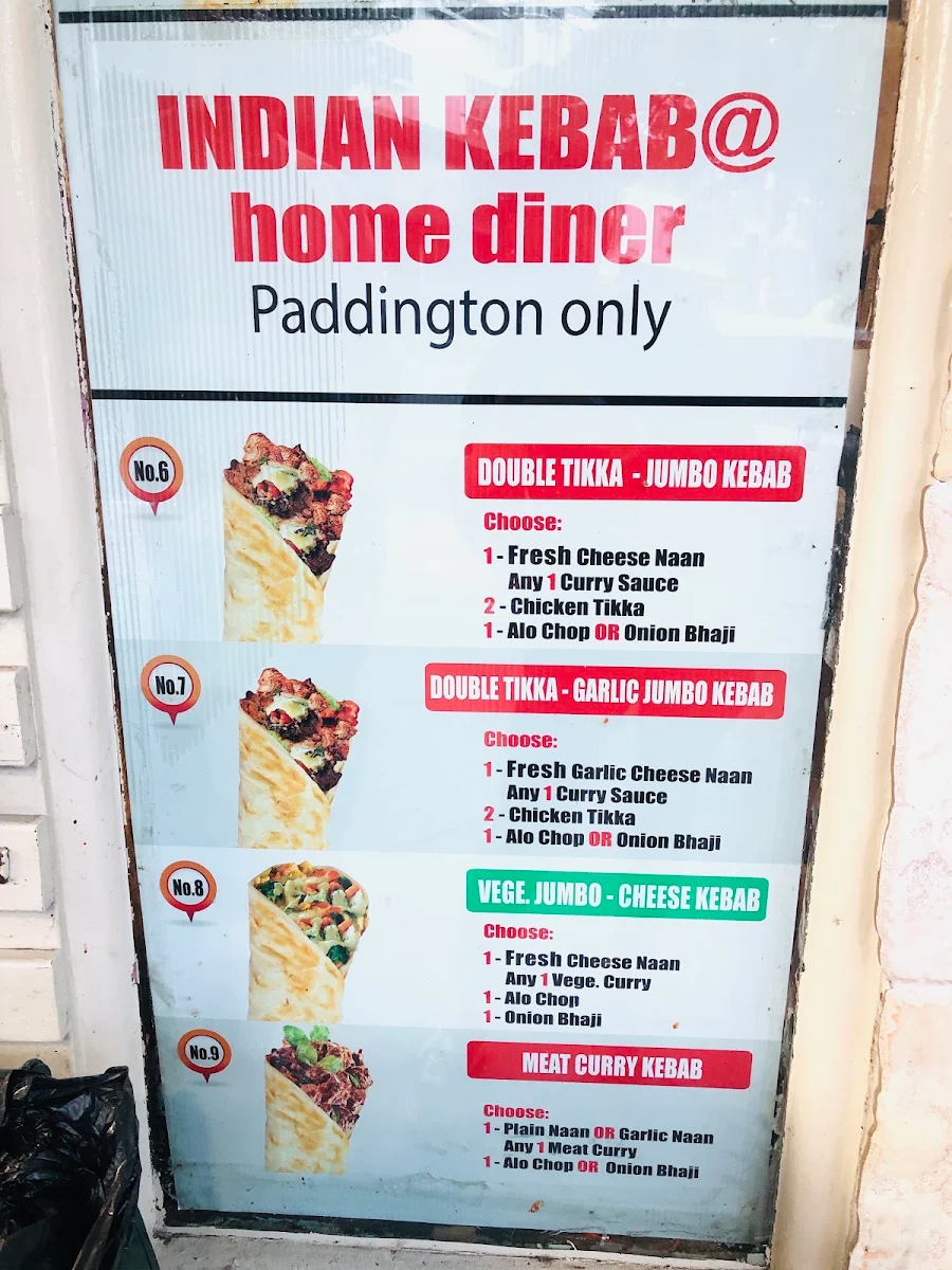 Menu, Indian Home Diner