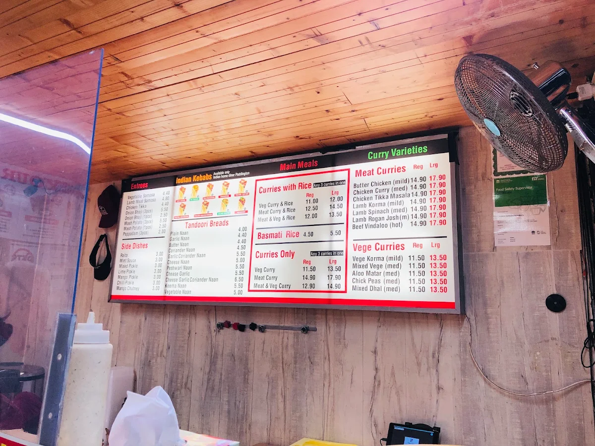Menu, Indian Home Diner