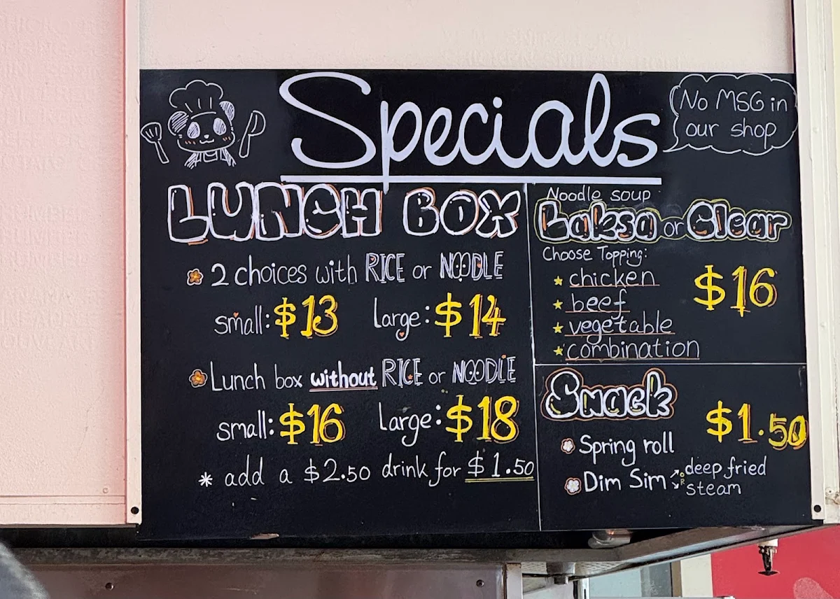 Menu, Xin's Kitchen