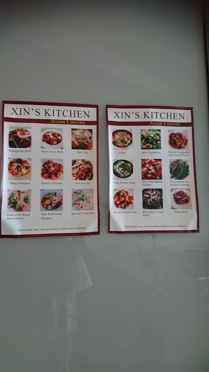 Menu, Xin's Kitchen