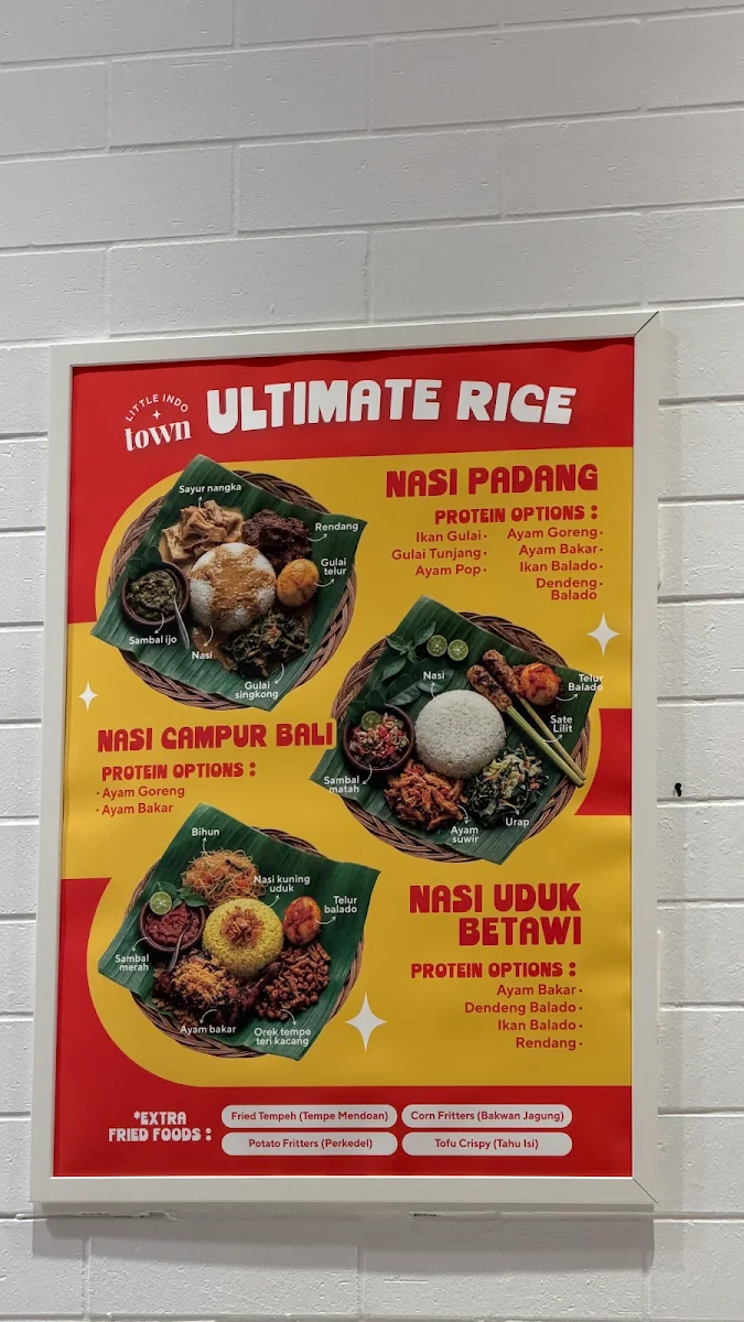 Menu, Little Indo Town Westfield Myer