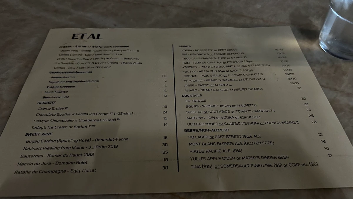 Menu, Petite