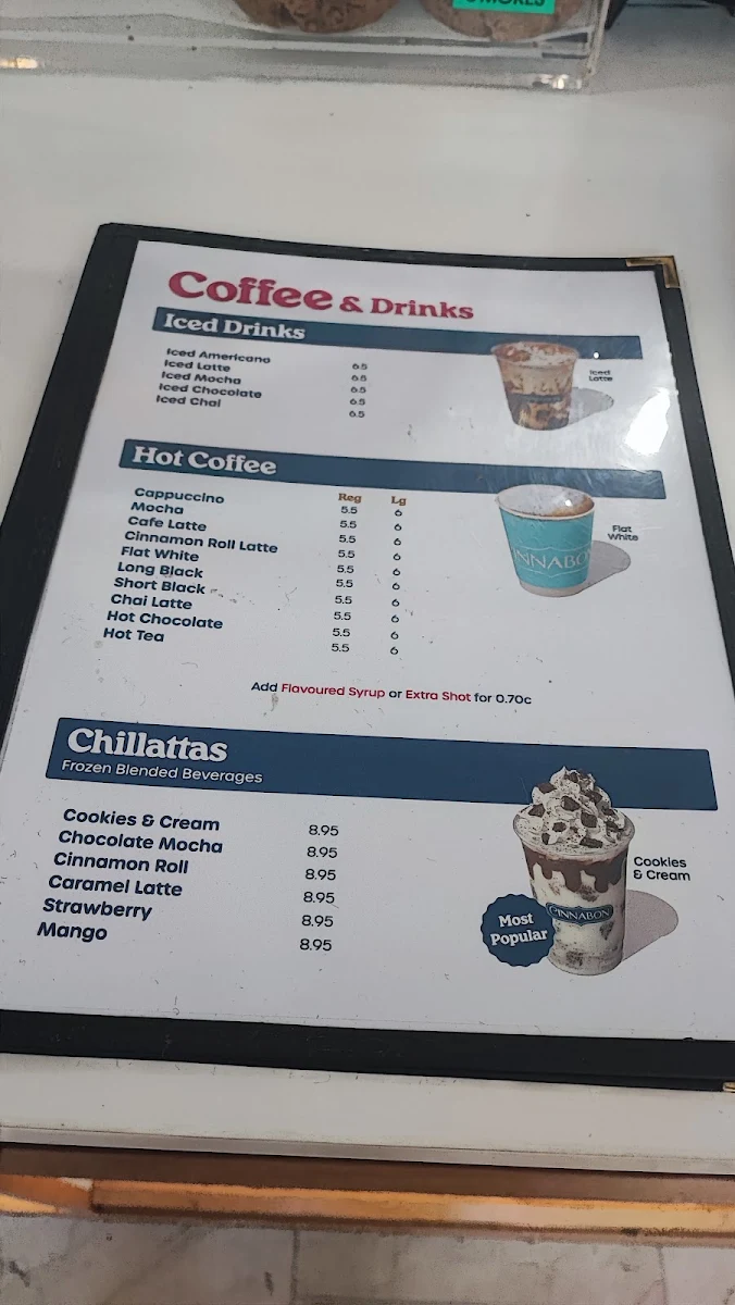 Menu, Cinnabon Westfield Mt Gravatt