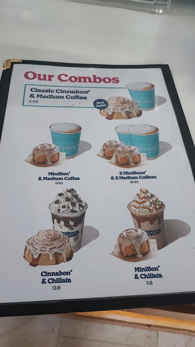 Menu, Cinnabon Westfield Mt Gravatt