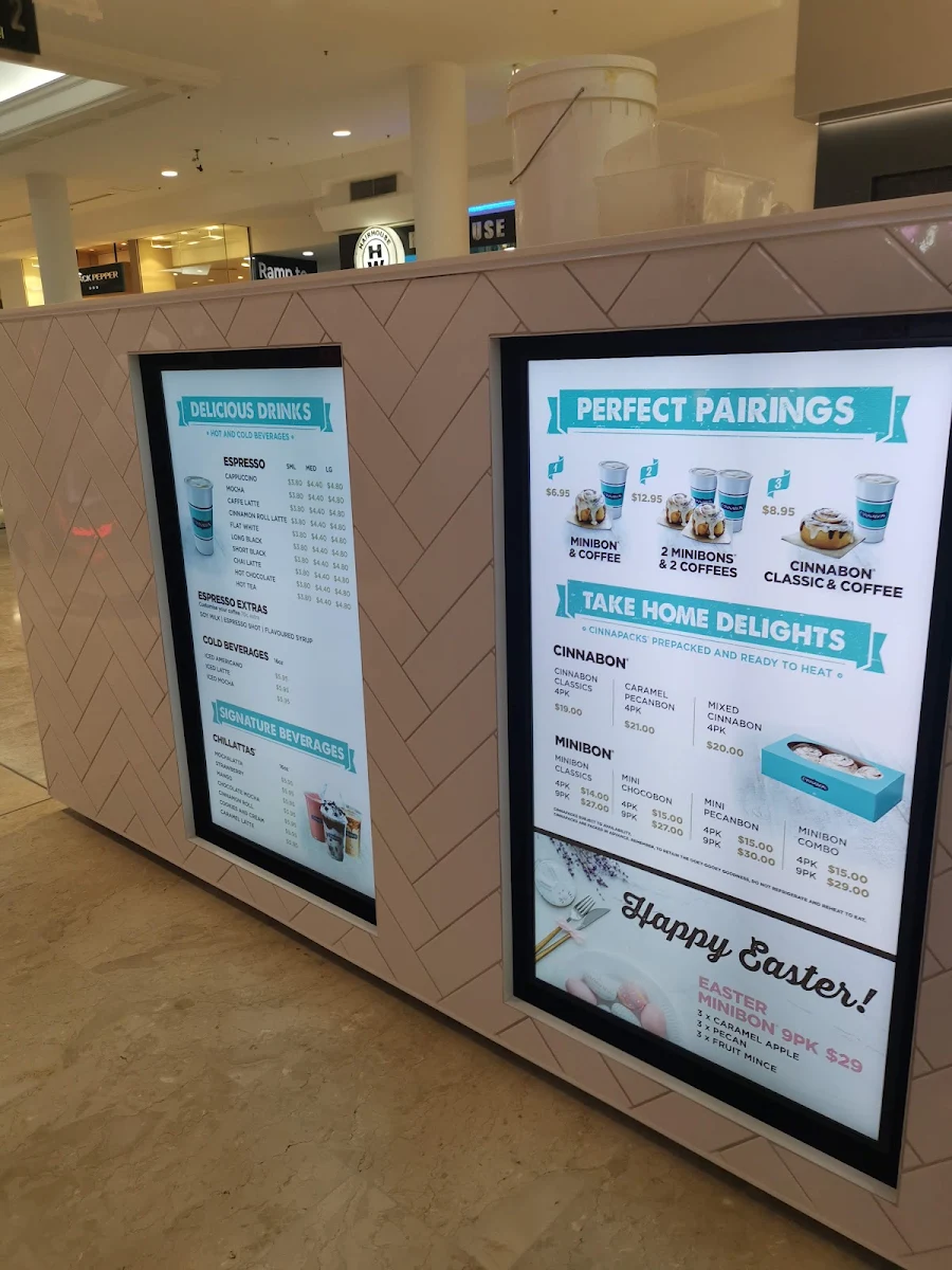 Menu, Cinnabon Westfield Mt Gravatt