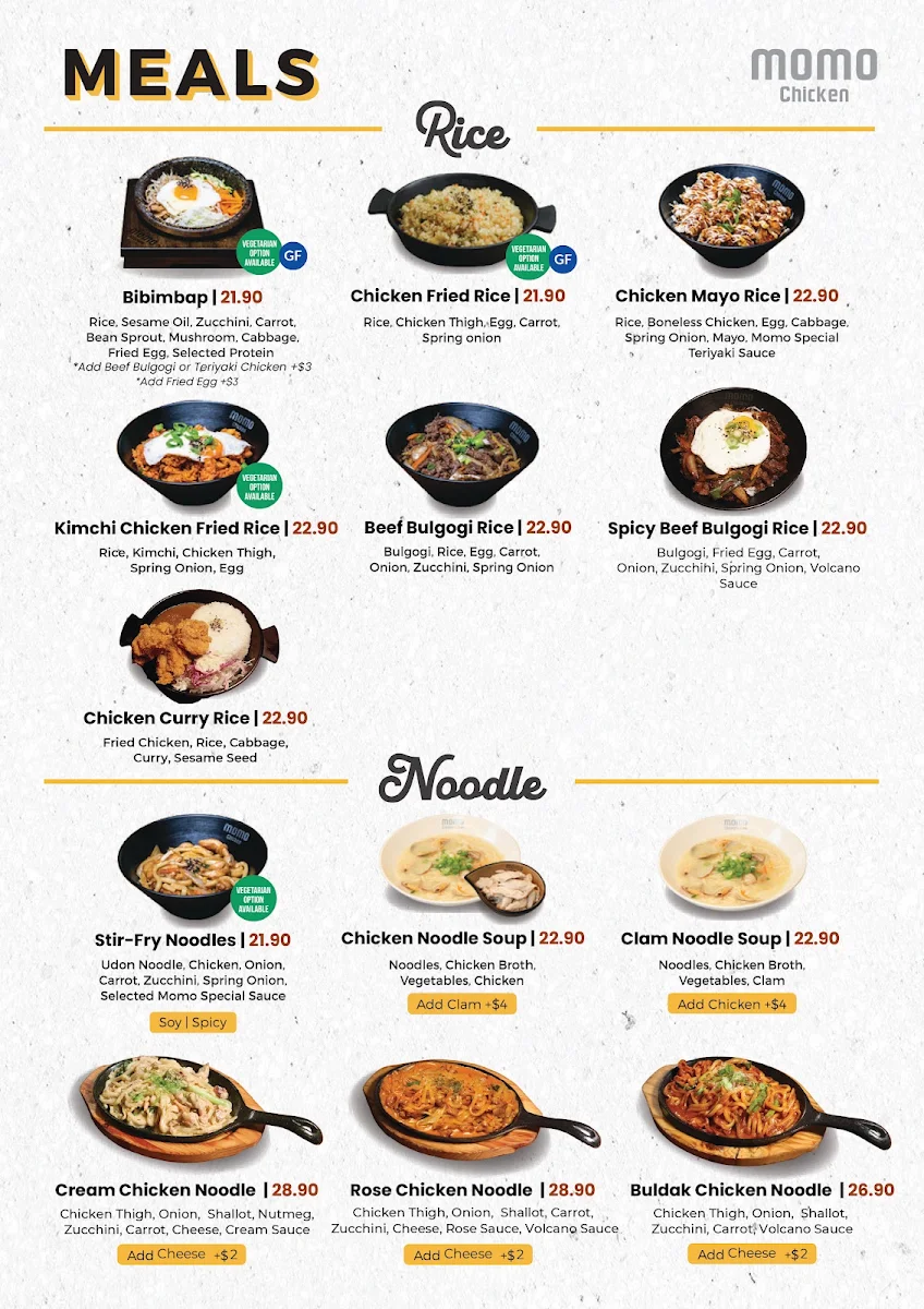 Menu, Momo Chicken
