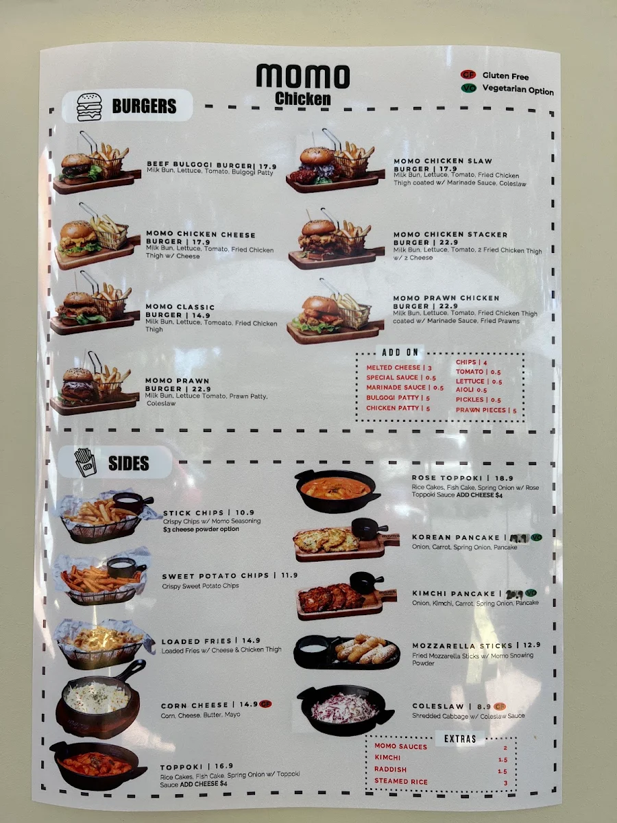 Menu, Momo Chicken