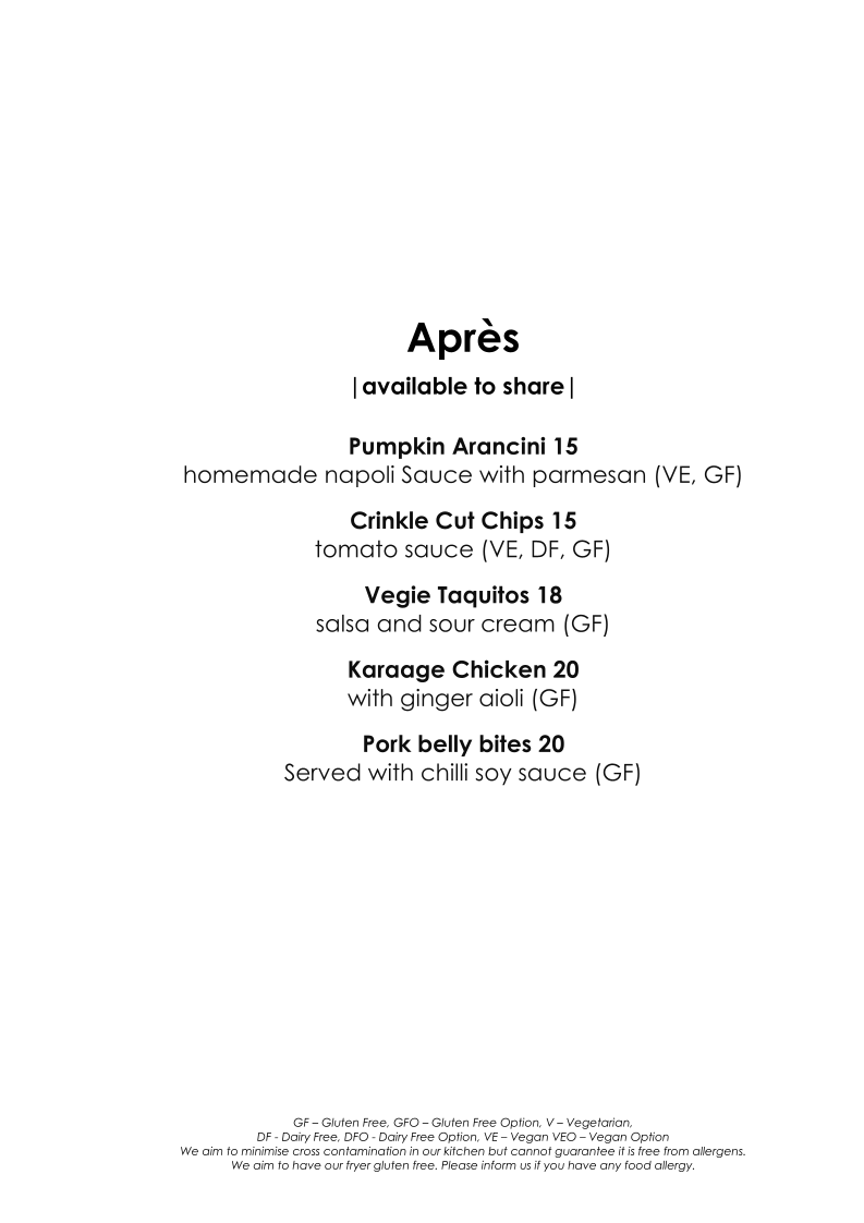 Menu, Attunga Lounge Bar And Restaurant