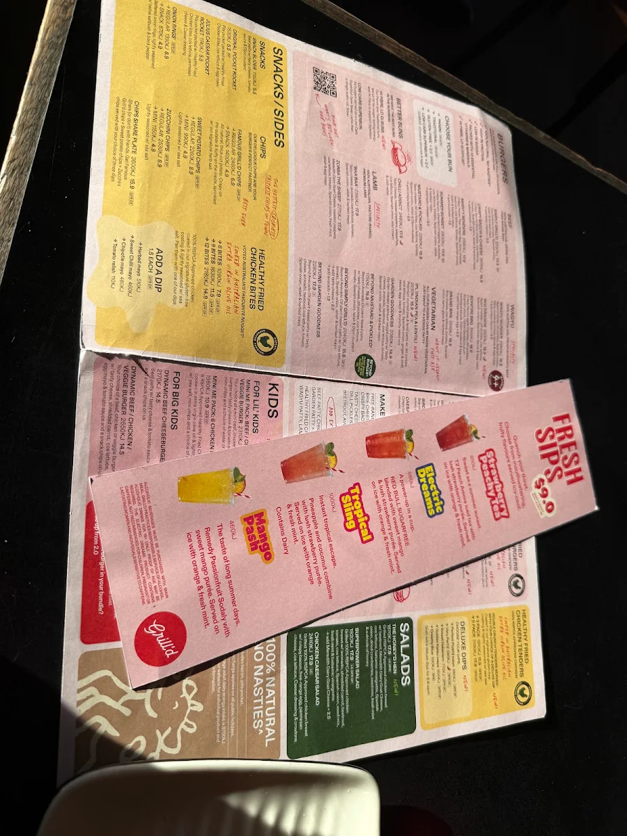 Menu, Grill'd Burgers - Bendigo