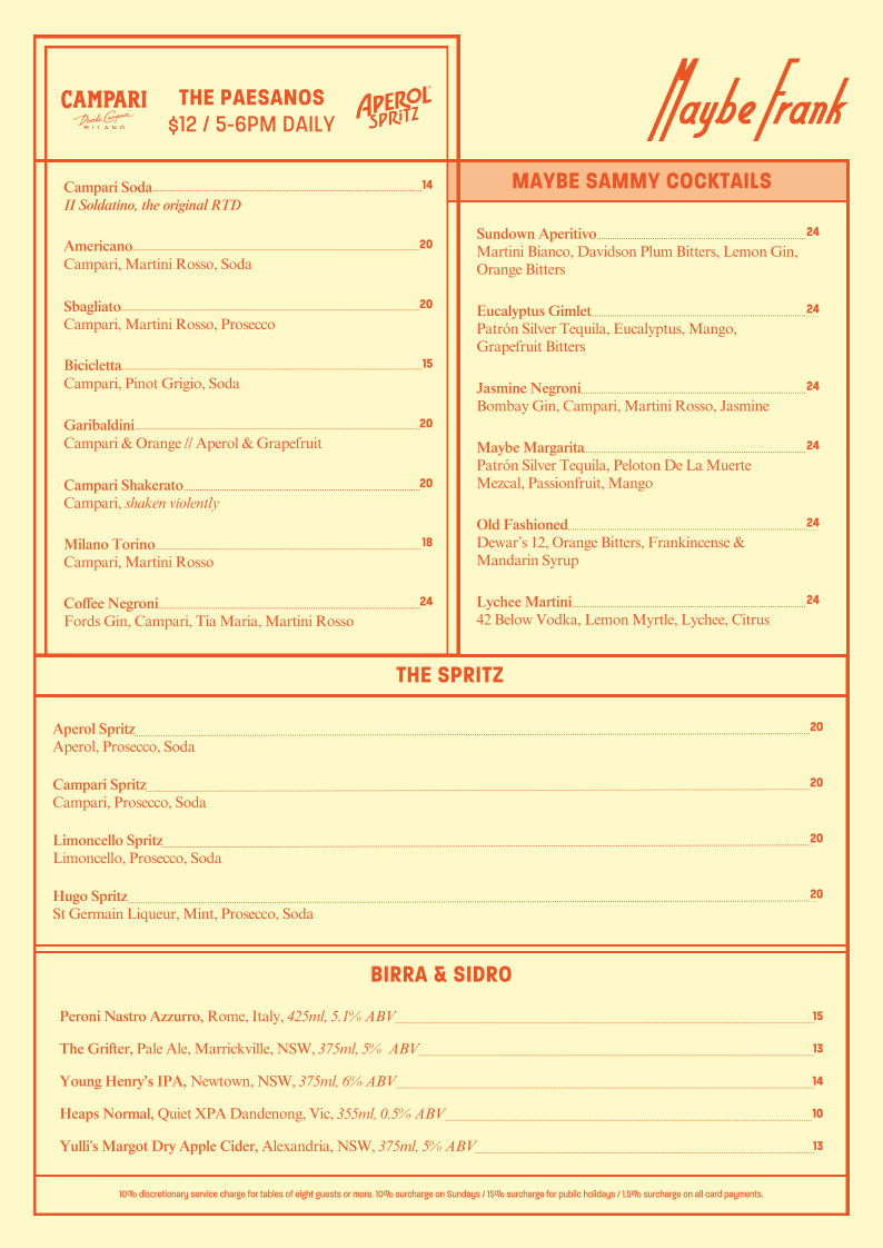 Menu, Maybe Frank Randwick