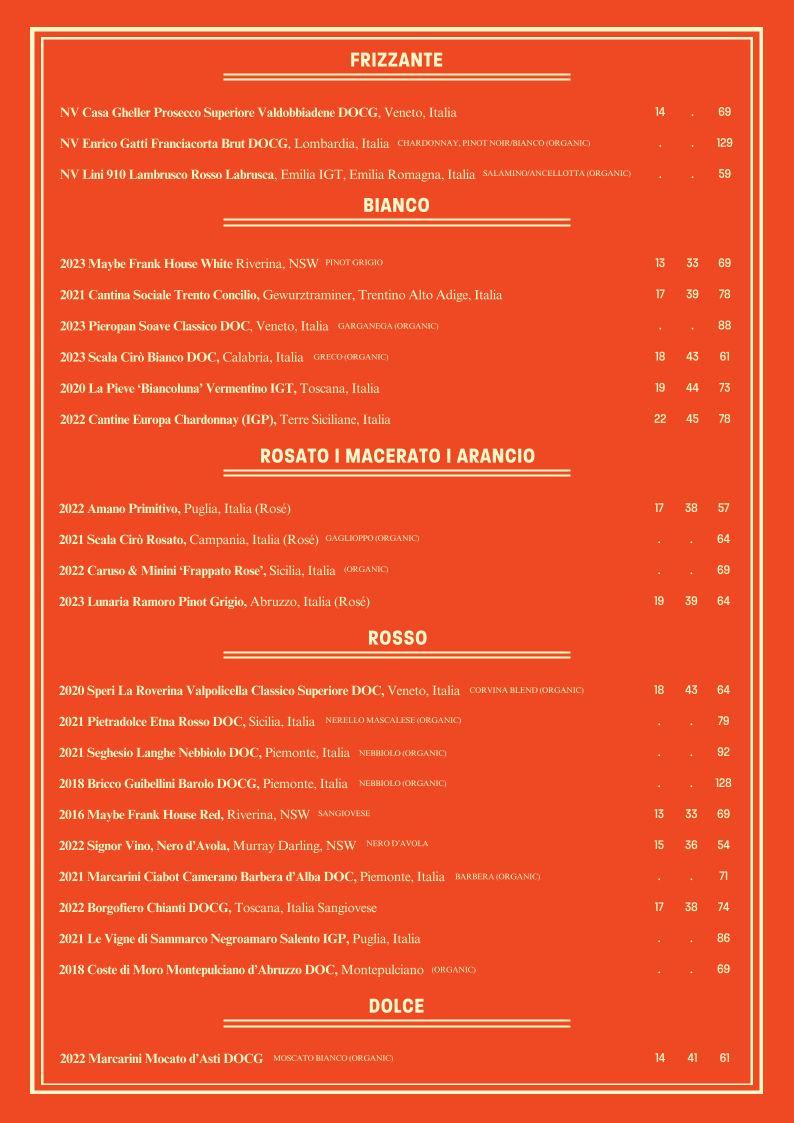 Menu, Maybe Frank Randwick