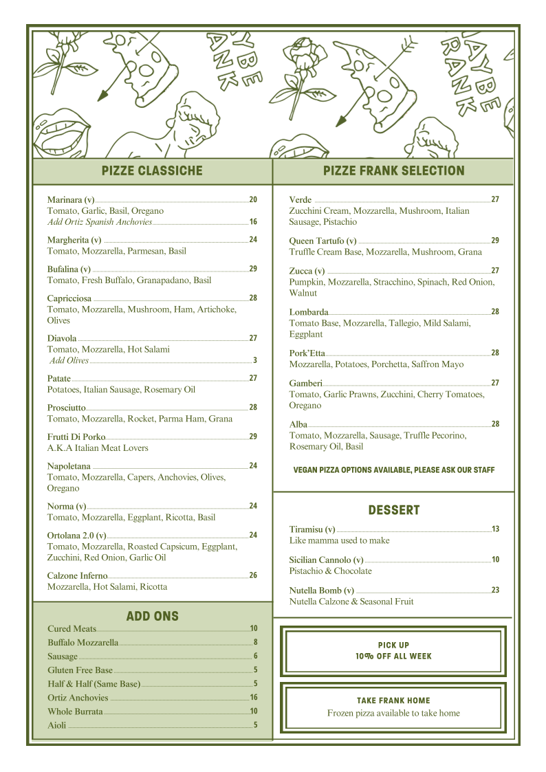 Menu, Maybe Frank Randwick