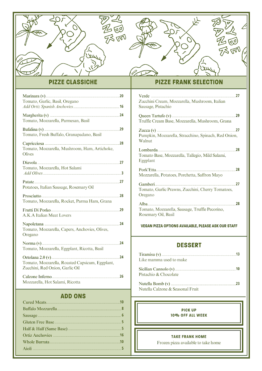 Menu, Maybe Frank Randwick