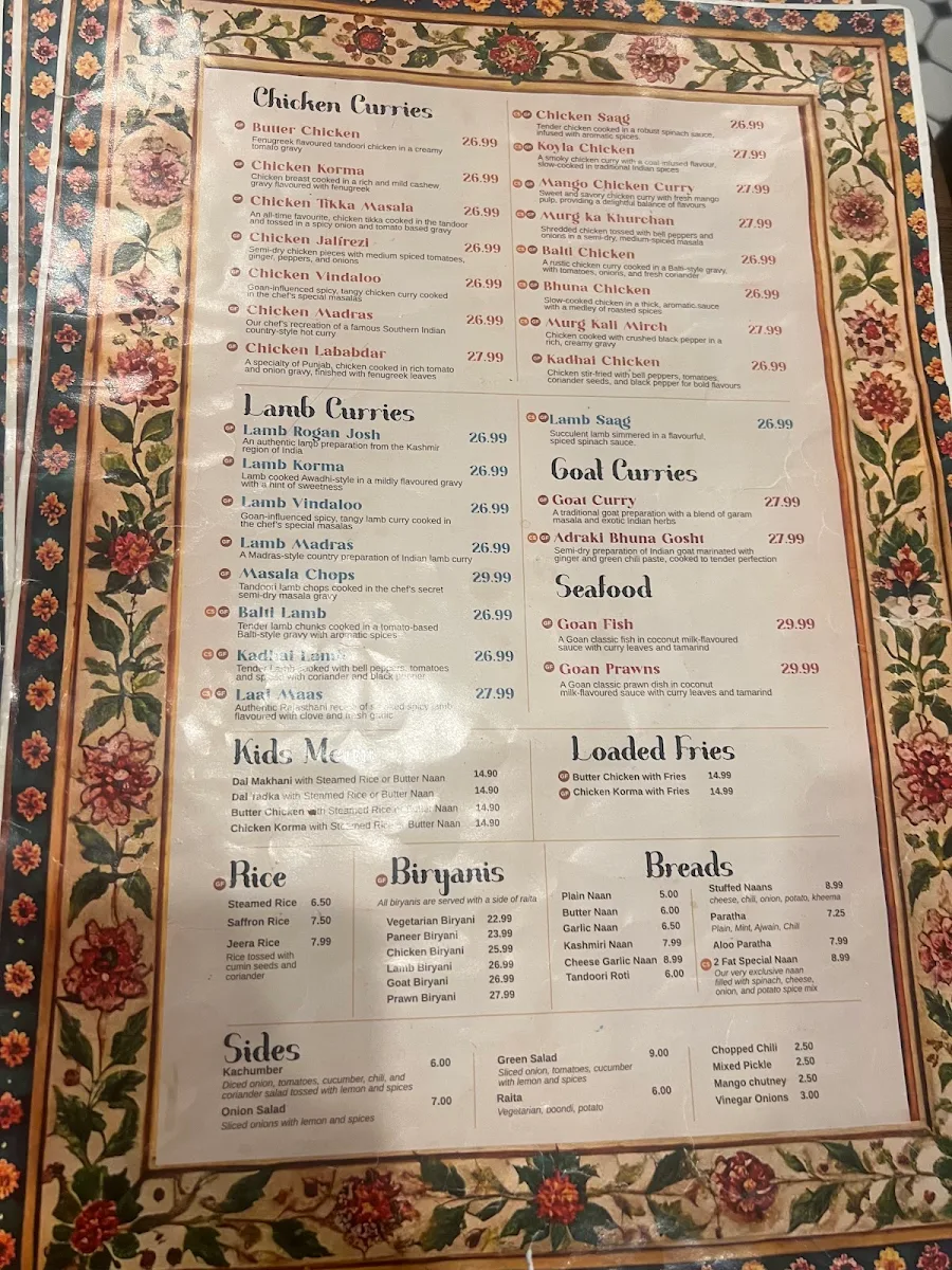 Menu, 2 Fat Indians Rockingham