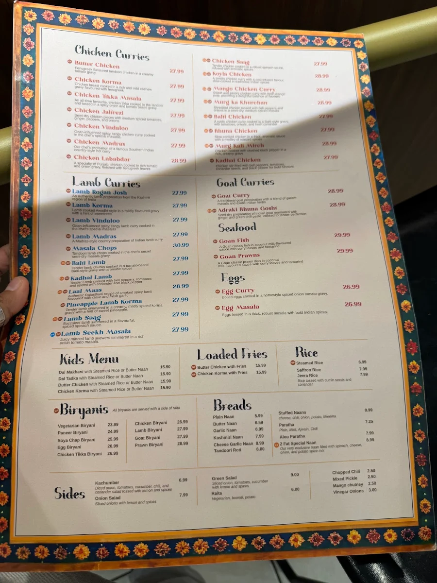 Menu, 2 Fat Indians Rockingham