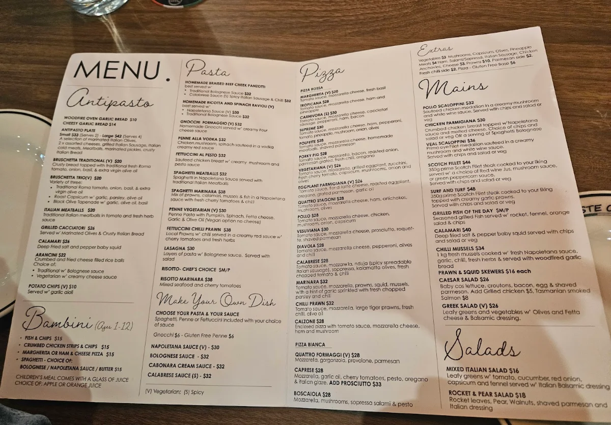 Menu, Taste of Italy Whitford City