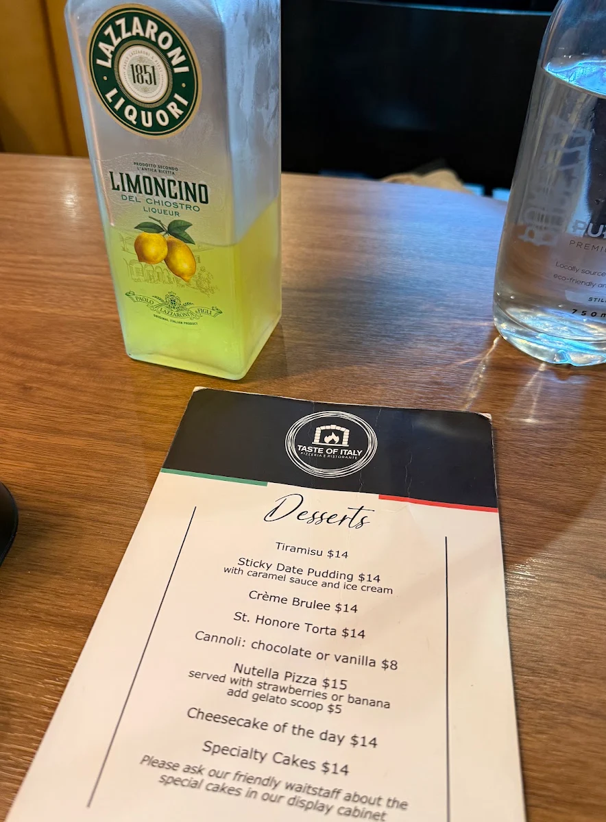 Menu, Taste of Italy Whitford City